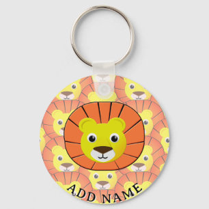 Cute Lion Face All Over Print Pattern Keychain