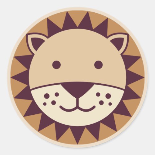 Cute Lion Face Classic Round Sticker