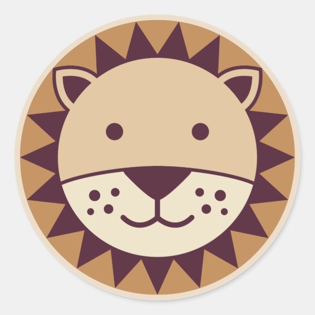Cute Lion Face Classic Round Sticker (Front)