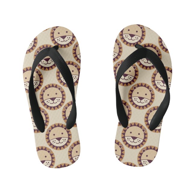 Cute Lion Face Kid's Flip Flops (Footbed)