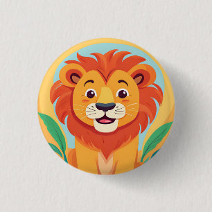 Cute lion Face safari Wild jungle Birthday Party  Button