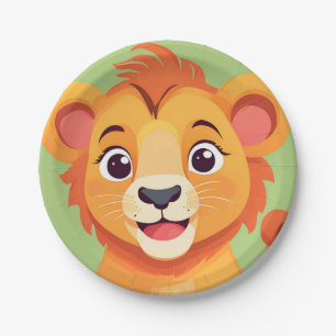 Cute lion Face safari Wild jungle Birthday Party Paper Plates