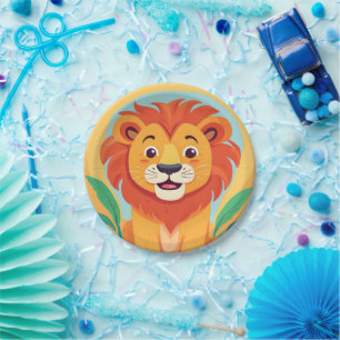 Cute lion Face safari Wild jungle Birthday Party Paper Plates