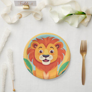 Cute lion Face safari Wild jungle Birthday Party  Paper Plates