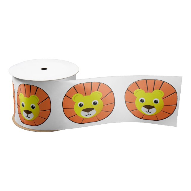 Cute Lion Face  Satin Ribbon (Spool)