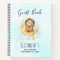 Cute Lion Fishing on the Moon Guest Book
