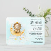 Cute Lion Fishing Watercolor Baby Shower Invitatio Invitation (Standing Front)