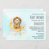 Cute Lion Fishing Watercolor Baby Shower Invitatio Invitation (Front/Back)
