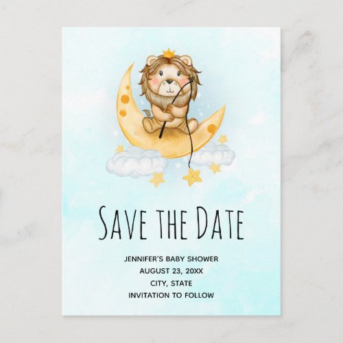  Cute Lion Fishing Watercolor Save the Date        Invitation Postcard