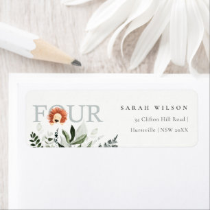 Cute Lion Foliage Fourth 4th Birthday Address Label