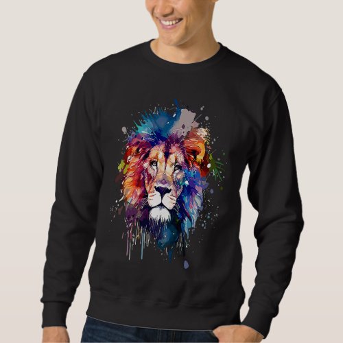 Cute Lion for wild animal  rainbow colored  3 Sweatshirt