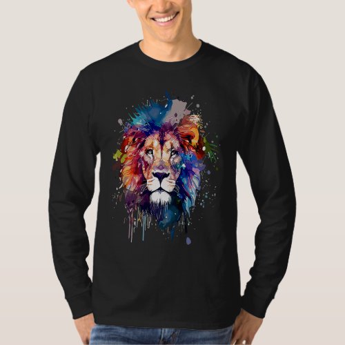 Cute Lion for wild animal  rainbow colored  3 T_Shirt