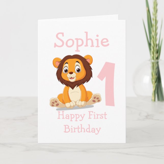 cute lion girl birthday card (Front)
