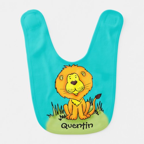 Cute lion graphic art add your name Baby bib