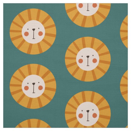 Cute Lion Green Nursery Fabric