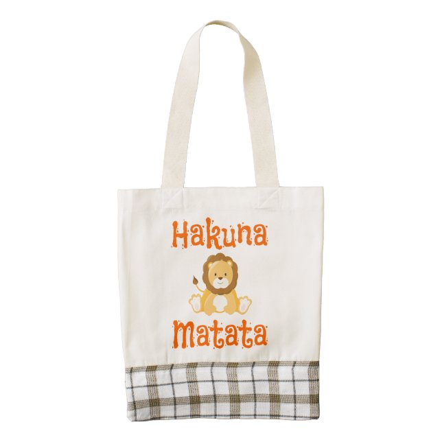 Cute Lion Hakuna Matata Zazzle HEART Tote Bag (Front)