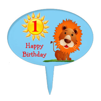 Cute Lion Happy 1st Birthday Cake Toppers for Boys