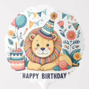 Cute Lion Happy Birthday Party Hat Balloon