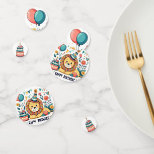 Cute Lion Happy Birthday Party Hat Confetti