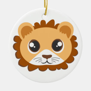 Cute Lion Head Cartoon Ceramic Ornament