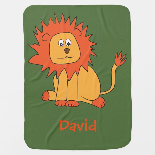 Cute Lion Illustration Orange and Green  Stroller Blanket (Front)