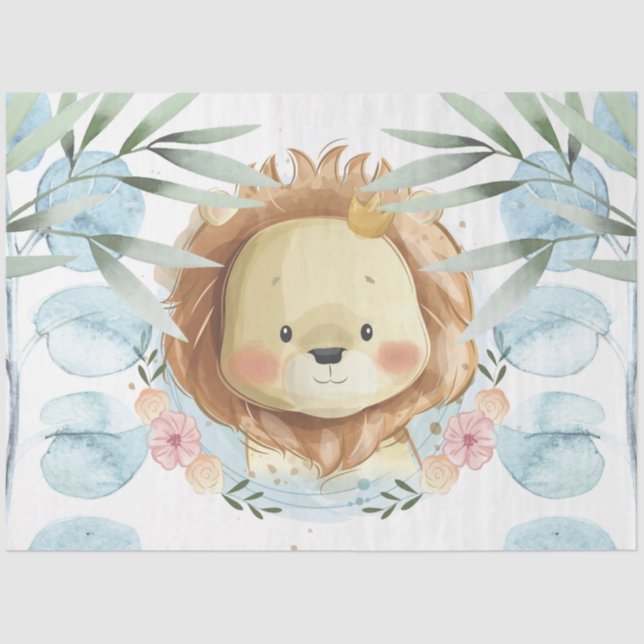 Cute Lion Illustration Tissue Paper (Front)
