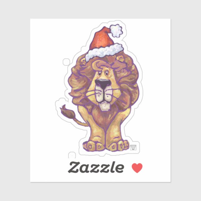 Cute Lion in a Santa Hat Sticker (Sheet)