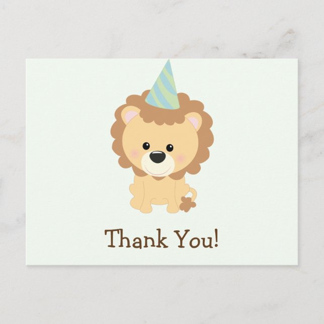 Cute Lion Jungle Animal Thank You Postcard (Front)