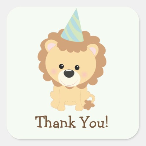 Cute Lion Jungle Animal Thank You Square Sticker