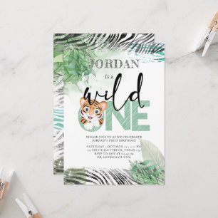 Cute Lion Jungle First Birthday Invitation