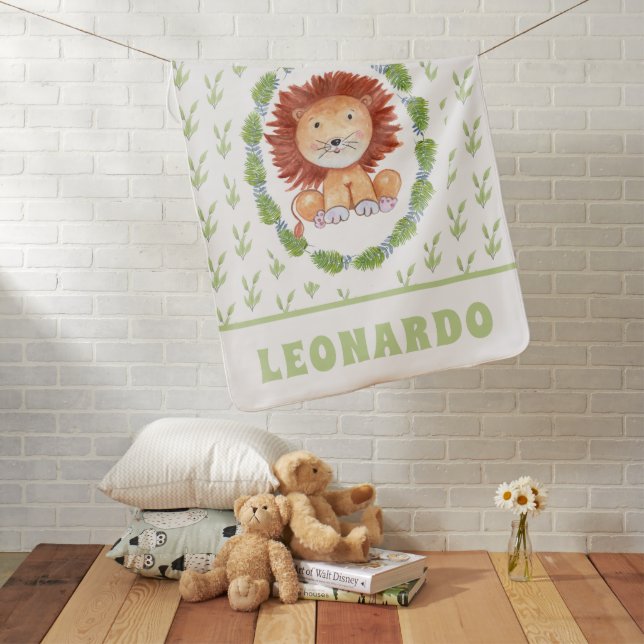 Cute Lion Jungle Safari Animal Baby Nursery Baby Blanket (In Situ)