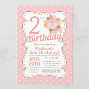 Cute Lion Jungle Safari Girls Birthday Invitation