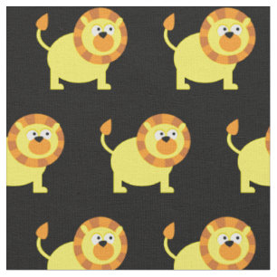 Cute Lion Kid Baby Nursery Black Big Cat Fabric