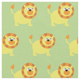 Cute Lion Kid Baby Nursery Light Green Big Cat Fabric