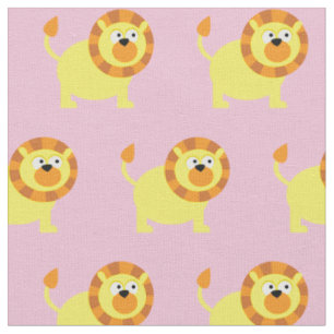 Cute Lion Kid Baby Nursery Light Pink Big Cat Fabric