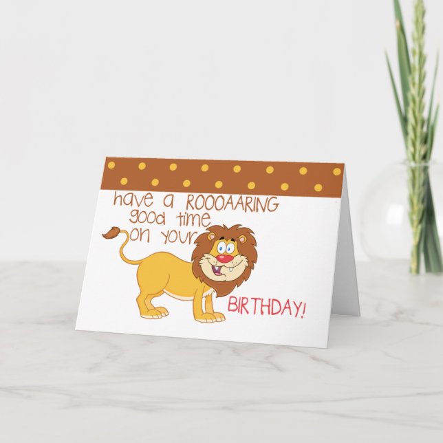 Cute Lion Kids Happy Birthday Cards (Front)