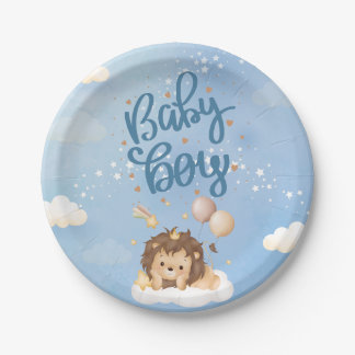 Cute Lion King Baby Boy paper plate