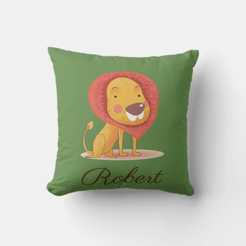Cute Lion King Illustration Personalized your name Throw Pillow
