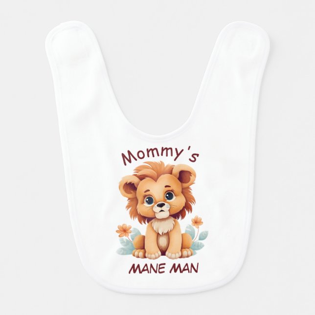 Cute lion "Mommy's Mane Man"  Baby Bib (Front)