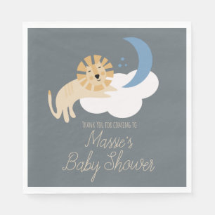 Cute Lion Moon Cloud Baby Shower Thank You Napkins