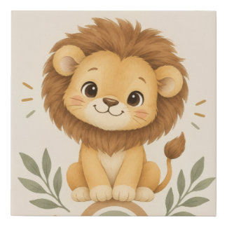 Cute Lion Nursery Wall Art - Boho Safari Animal