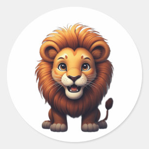 Cute Lion Nursery Wall Art Jungle Animal Classic Round Sticker