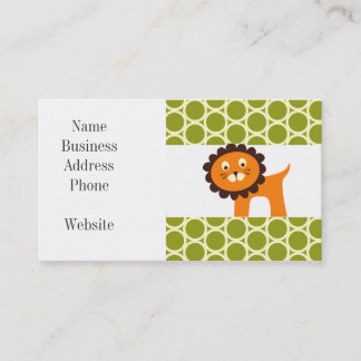 Cute Lion on Green Pattern Gifts for Kids Business Card