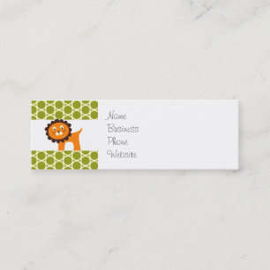Cute Lion on Green Pattern Gifts for Kids Mini Business Card