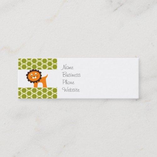 Cute Lion on Green Pattern Gifts for Kids Mini Business Card