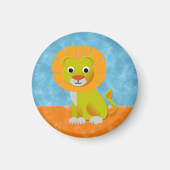 Cute Lion On Watercolor Background Magnet (Front)