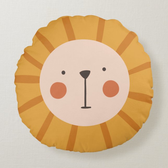 Cute Lion Orange  kids Nursery Room Round Pillow (Front)