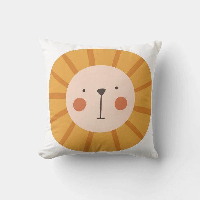 Cute Lion Orange  kids Nursery Room Throw Pillow (Front)