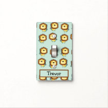 Cute lion pattern on blue light switch cover