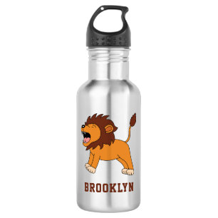 Cute Lion Personalized Custom Name Back To School Stainless Steel Water Bottle